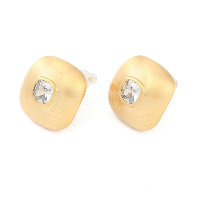 Square Brass Drawbench Stud Earring EJEW-L288-004G-1