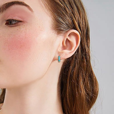 Enamel Striped Thick Hoop Earrings JE1110B-1