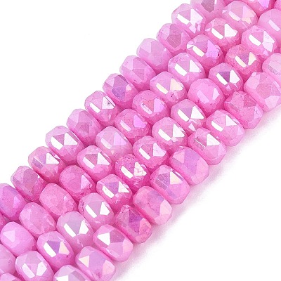 Electroplate Crackle Imitation Jade Glass Beads Strands EGLA-Q135-01A-C10-1
