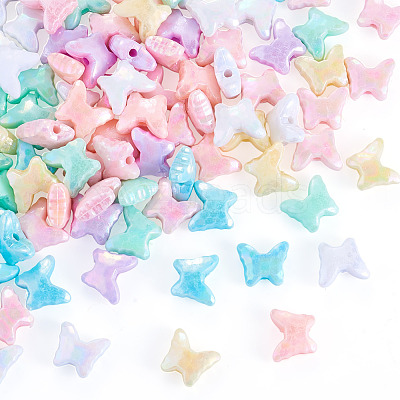 100Pcs UV Plating Opaque Acrylic Beads OACR-TADJ0001-11-1