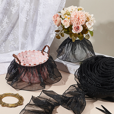 Polyester Pleated Lace Ribbon OCOR-WH0078-132A-1