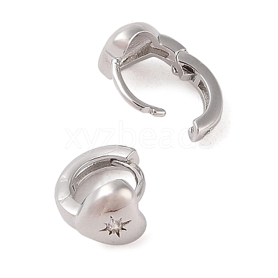 Brass with Clear Cubic Zirconia Hoop Earring EJEW-Q385-03P-1