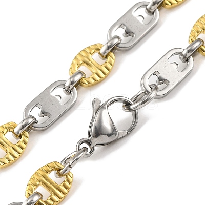 201 Stainless Steel Oval Links Chain Necklace NJEW-F22-39P-GP-1
