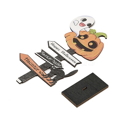 Halloween Wood Sign Pumpkin Ornament DJEW-M016-01B-1