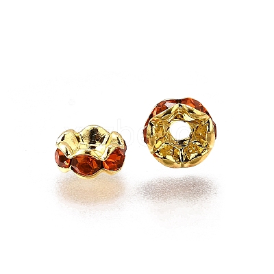 Brass Rhinestone Spacer Beads RB-A014-L6mm-20G-1