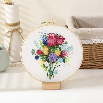 DIY Bouquet Pattern Embroidery Kit DIY-O021-16-1