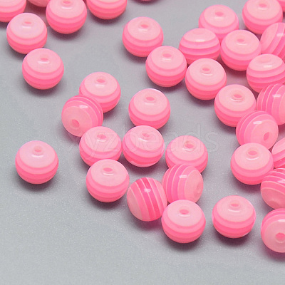 Transparent Stripe Resin Beads RESI-S345-6mm-01-1