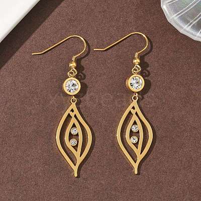 304 Stainless Steel Leaf Dangle Earrings EJEW-Z129-13G-1