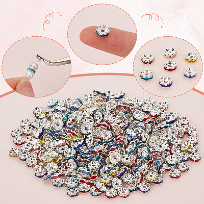 400Pcs Brass Acrylic Rhinestone Spacer Beads RB-SP0001-09B-1