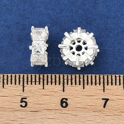 Brass Micro Pave Cubic Zirconia Beads KK-H202-10S-1