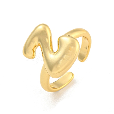 Brass Letter Open Cuff Rings for Women RJEW-G313-01Z-G-1