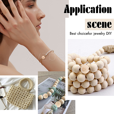 48 Pcs 12 Styles Unfinished Natural Wood European Beads WOOD-SC0001-31-1