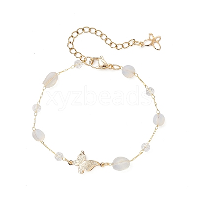 Handmade Glass & Opalite Nuggets Beads Necklaces BJEW-JB12461-03-1