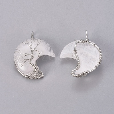 Natural Quartz Crystal Tree of Life Wire Wrapped Pendants G-L520-E06-P-1