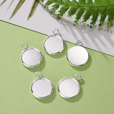 304 Stainless Steel Pendant Cabochon Settings X-STAS-F191-14S-C-1