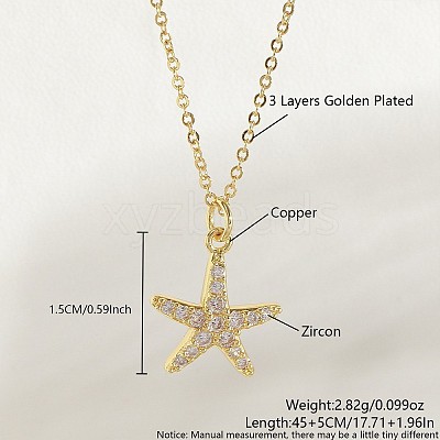Ocean Summer Brass Pave Clear Cubic Zirconia Pendant Necklaces FS-WG8D1A7-20-1