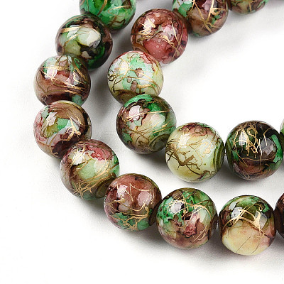 Baking Paint Glass Beads Strands DGLA-N003-10mm-B07-1