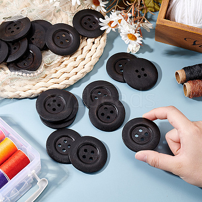 40Pcs Wood Buttons BUTT-OC0001-53B-1