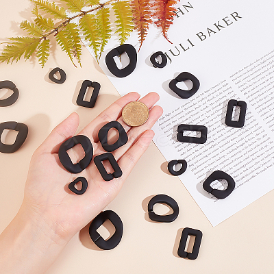 100Pcs 5 Styles Rubberized Style Acrylic Linking Rings OACR-PH0001-54-1