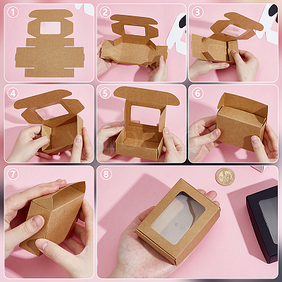 Foldable Creative Kraft Paper Mailer Boxes with Visible Window CON-WH0113-08A-03-1