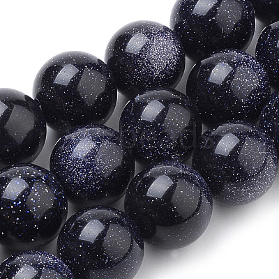 Synthetic Blue Goldstone Beads Strands G-S259-41-6mm-1