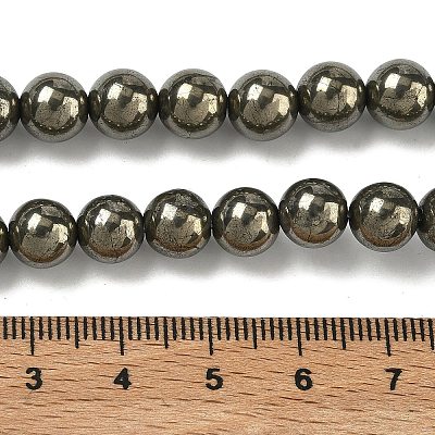 Natural Gold Pyrite/Golden Pyrite Beads Strands X-G-G459-B01-8mm-1