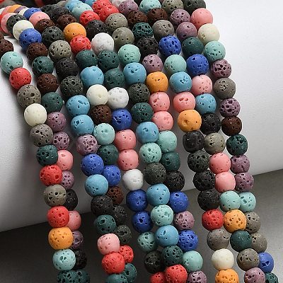 Synthetic Lava Rock Beads Strands G-A317-B01-01-1