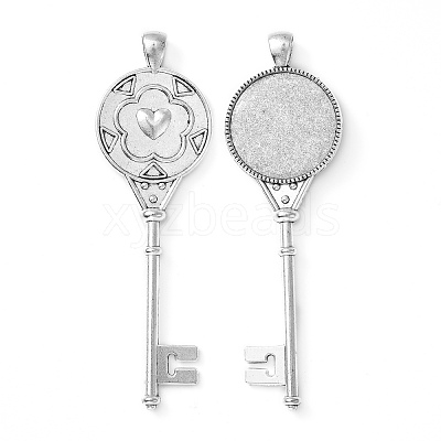 Tibetan Style Alloy Key Pendant Cabochon Bezel Settings X-PALLOY-J494-51AS-1