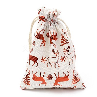Christmas Theme Cotton Fabric Cloth Bag ABAG-H104-B17-1