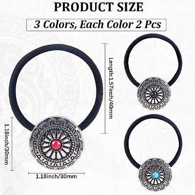 6Pcs 3 Colors Alloy Hair Ties DIY-CY0001-80B-1