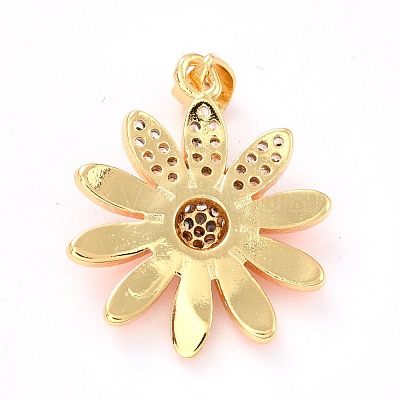 Real 18K Gold Plated Brass Micro Pave Cubic Zirconia Pendants ZIRC-L100-087G-08-1