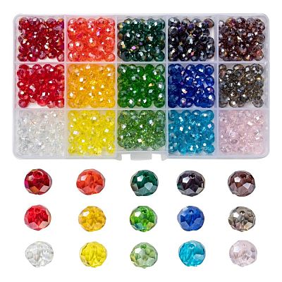 15 Colors Electroplate Glass Beads EGLA-X0006-02B-8mm-1
