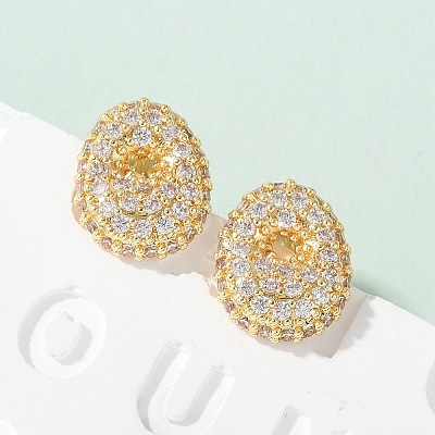Brass Micro Pave Cubic Zirconia Stud Earrings EJEW-Z091-04G-O-1