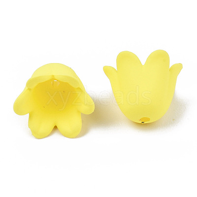 Rubberized Style Opaque Acrylic Bead Caps ACRP-T010-01E-1