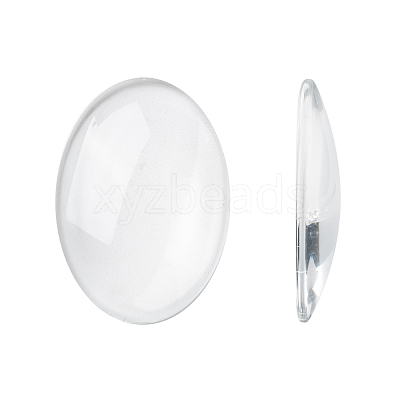 Transparent Oval Glass Cabochons X-GGLA-R022-35x25-1