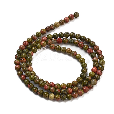 Natural Unakite Beads Strands G-G143-A04-01-1