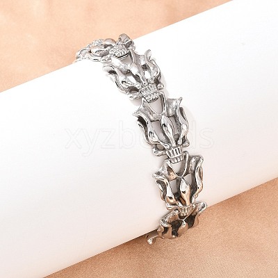 304 Stainless Steel Link Chain Bracelets Hand Polished BJEW-D379-09P-1