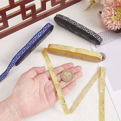 3 Rolls 3 Colors Polyester Floral Ribbon OCOR-HY0001-09A-1