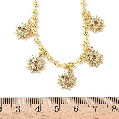 Brass Micro Pave Cubic Zirconia Sun Pendant Bib Necklaces NJEW-G183-02G-1