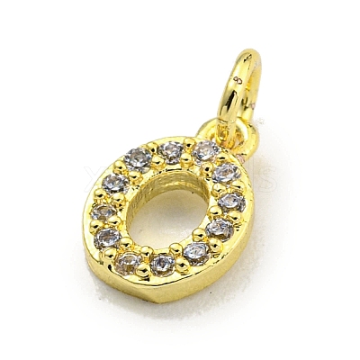 Letter Brass Micro Pave Clear Cubic Zirconia Pendants KK-K354-06G-O-1