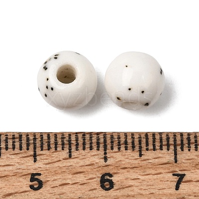 Speckled Round Handmade Ceramic Beads PR-NH0001-02B-1