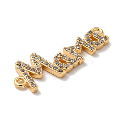 Mother's Day Brass Micro Pave Clear Cubic Zirconia Connector Charms KK-K378-12G-1