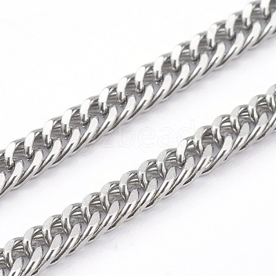 Non-Tarnish 304 Stainless Steel Diamond Cut Cuban Link Chain Necklaces NJEW-JN03368-03-1