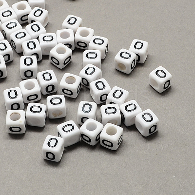 Large Hole Acrylic Letter European Beads X-SACR-Q103-6mm-01O-1