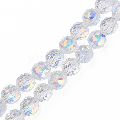 Electroplate Transparent Glass Beads Strands X-EGLA-N002-34A-C03-1