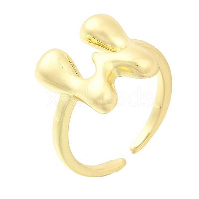 Rack Plating Brass Open Cuff Rings RJEW-S394-01G-W-1