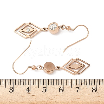 304 Stainless Steel Rhombus Dangle Earrings EJEW-Z129-12G-03-1