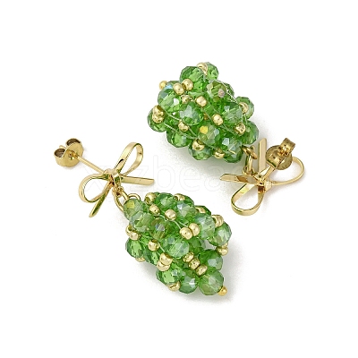 Christmas Bell Brass Dangle Stud Earrings EJEW-MZ00495-02-1