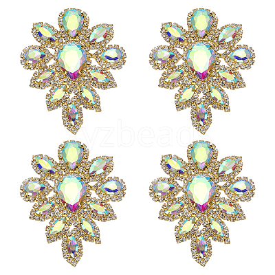 4Pcs Teardrop Shape Hotfix Rhinestone Iron on Patches PATC-FG0002-25B-1