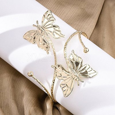Butterfly Alloy Arm Cuff Bangles for Girl Women LS-AJEW-A063-01H-G-1